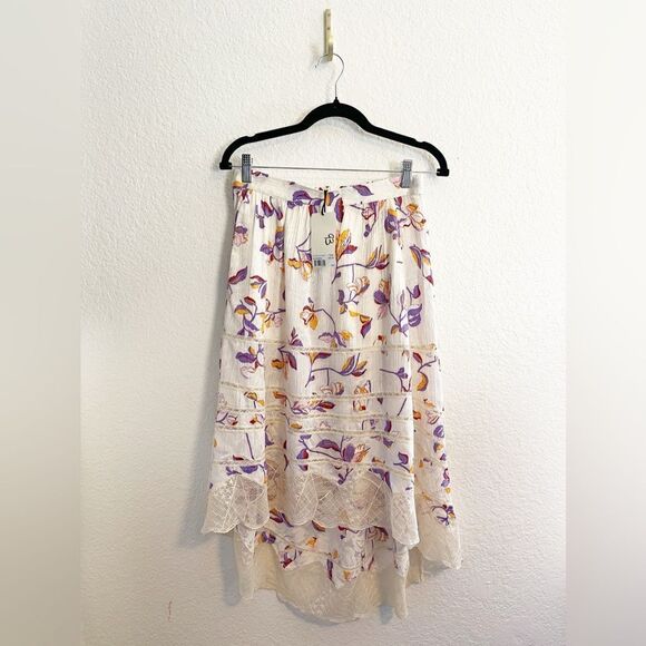 Zadig & Voltaire Joslin lace Jac cut flowers High Low silk blend Skirt 36. NWT - Picture 3 of 9